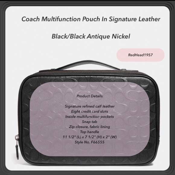 💕 Coach Multifunction Signature Leather Pouch Built In Wallet Bag 👝 NWT!!!♥️💕🎁🛍️ - Picture 4 of 12